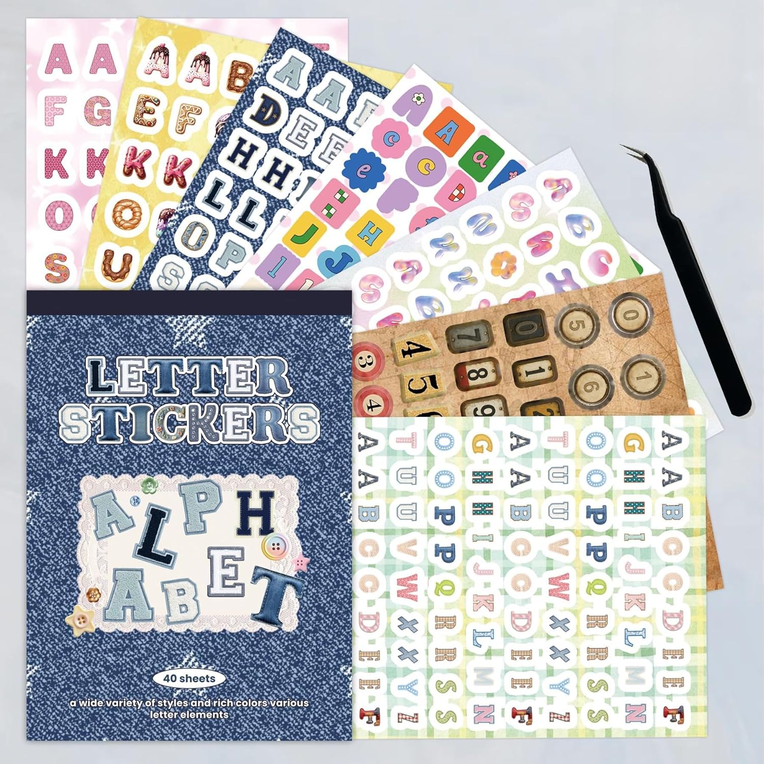 1200+ Pcs Alphabet & Number Letter Stickers for Scrapbooking & Journaling, Vinyl Adhesive Sticker Letters for Scrapbook Supplies, DIY Crafts, Decorative Projects & Personalization