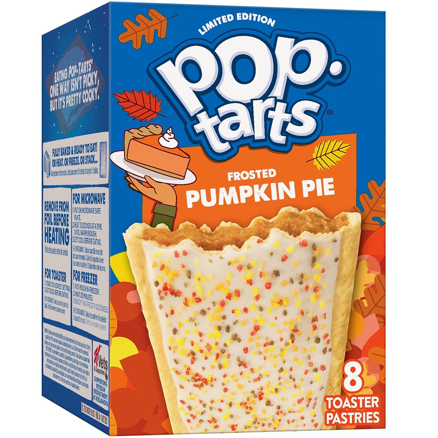 Pop-Tarts Toaster Pastries, Breakfast Foods, Fall Snacks, Frosted Pumpkin Pie, 13.5oz Box (8 Pop-Tarts)