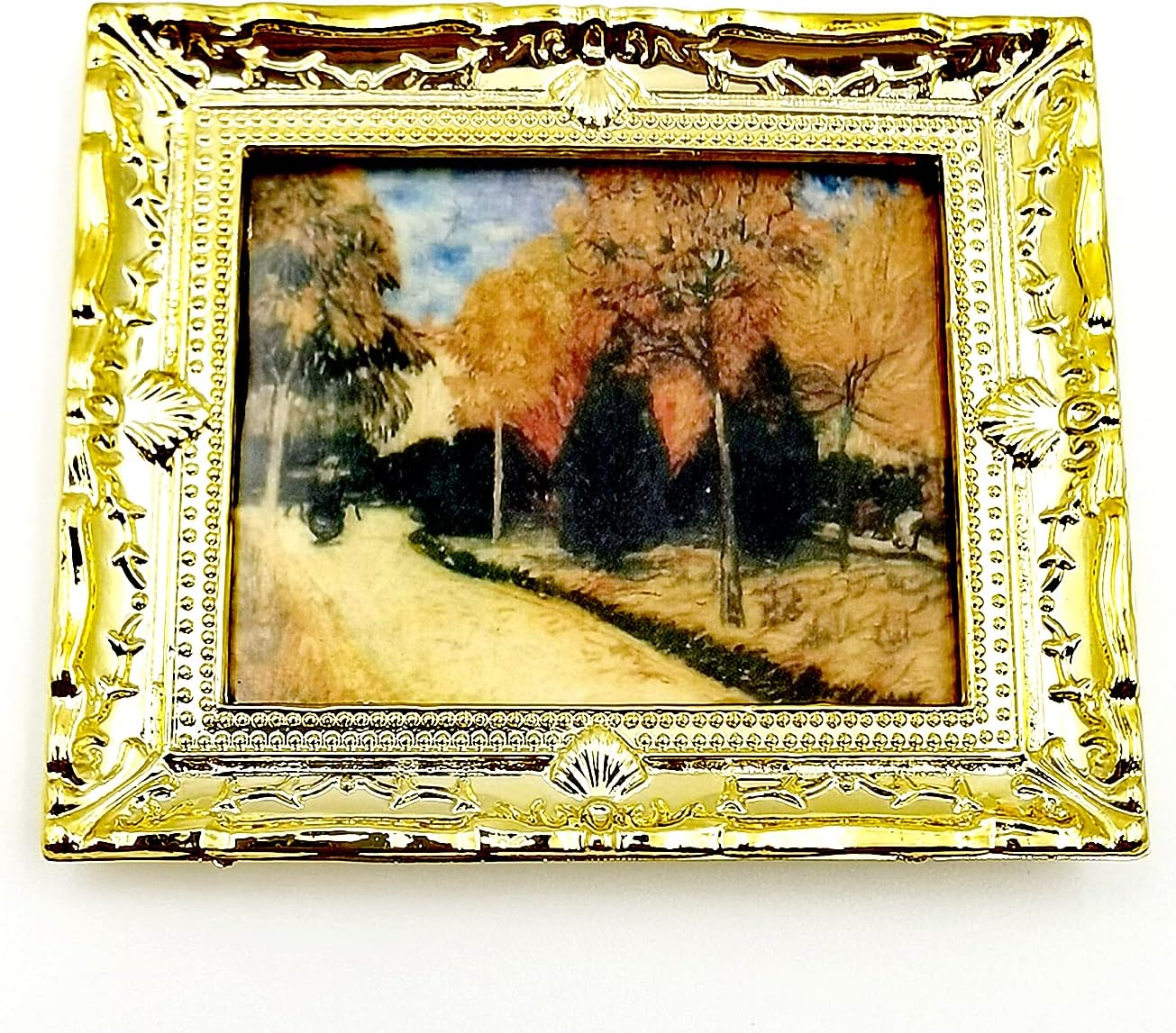 Dollhouse Decoration Accessories, 1:12 Doll House Miniature Painted Wooden Frame Mural Accessories Girl and Cat (A)