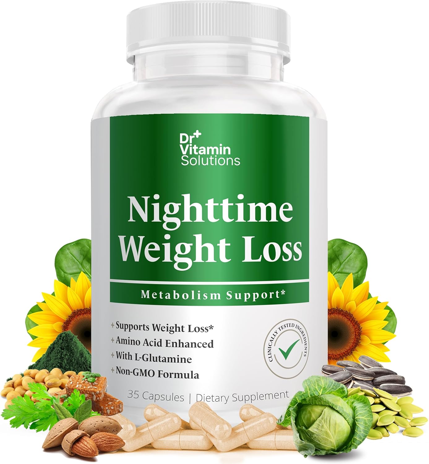 DR VITAMIN SOLUTIONS Nighttime Fat Burner Supplements - Appetite Suppressants for Weight Loss - Night-Time Fat Burner for Women & Men - Metabolism Booster Weight Loss Pills - 35 Capsules