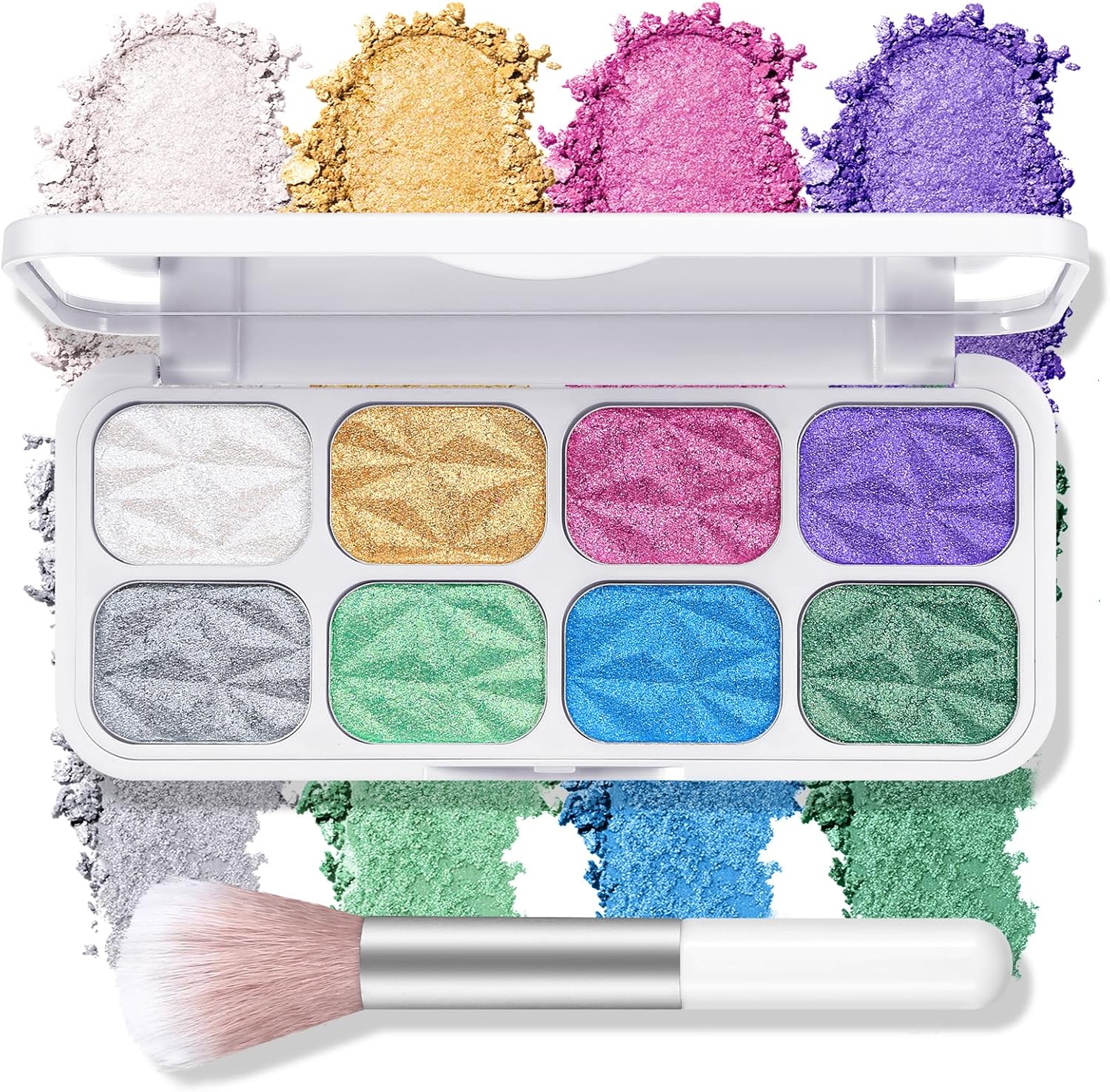 Boobeen 8 Colors Highlighter Makeup Highlight Powder Palette, Shimmer Facial Illuminator Bronzer Palette Waterproof Long Lasting, Highlighting Eyeshadow & Defining the Face
