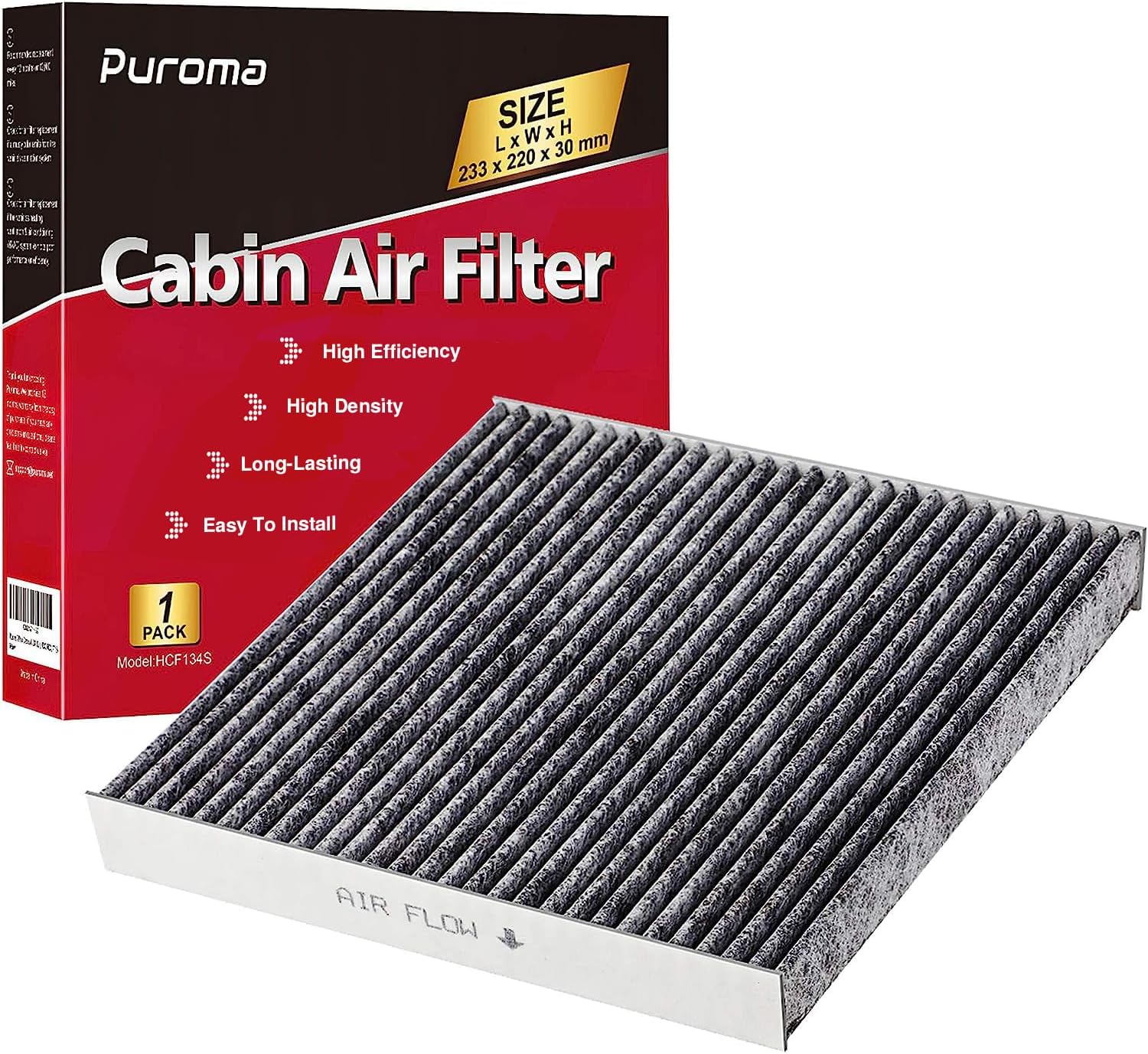 Puroma Cabin Air Filter with Activated Carbon, Replacement for CP134, CF10134, Honda & Acura, Civic, CR-V, Odyssey, CSX, ILX, MDX, RDX, AT134 (1 pc)