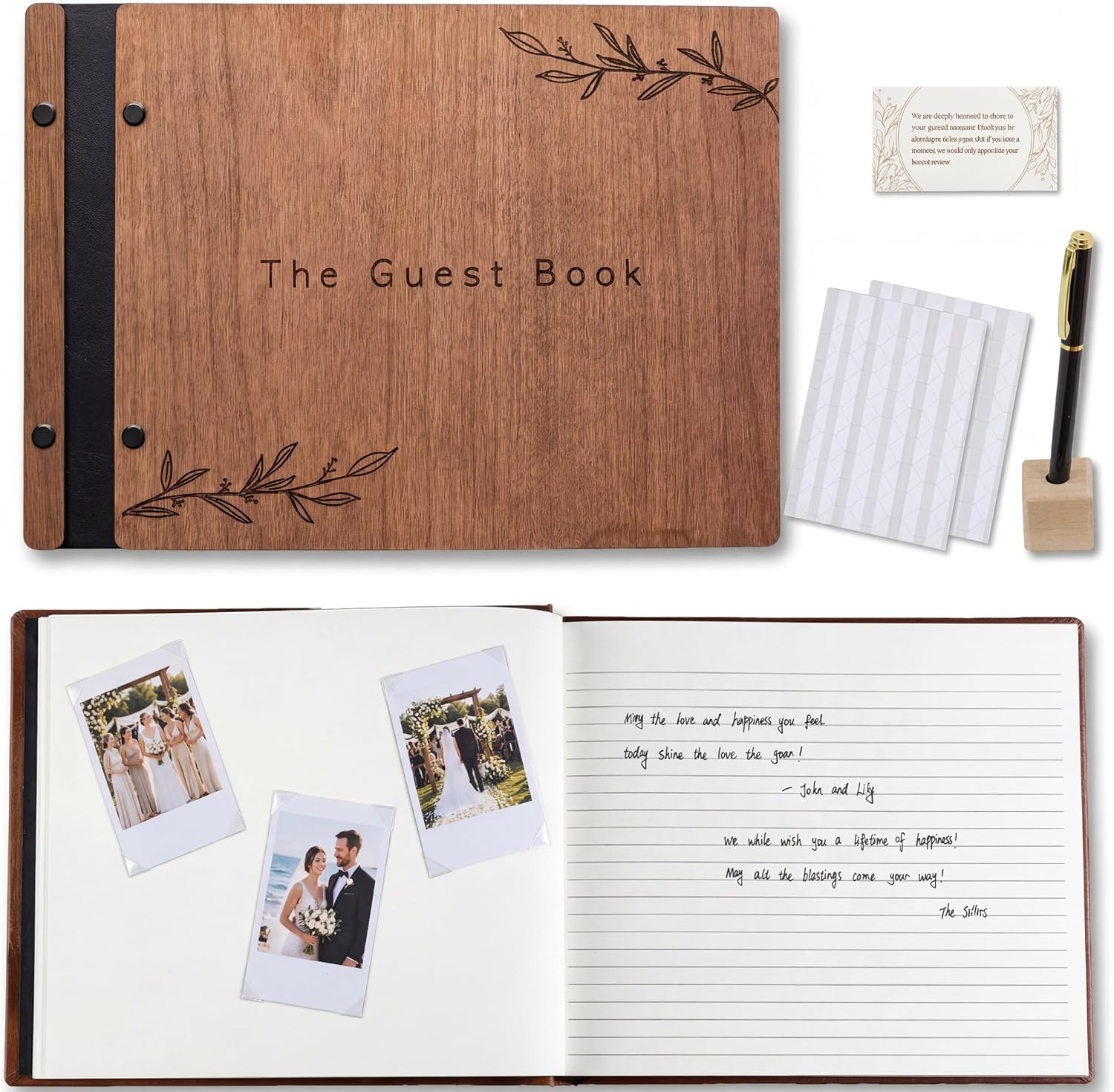 Aspen Studio Guest Book with Signing Pen with Photo of Polaroid for Wedding Book and Memorial Occasions Guest Signing Book for Wedding, Memory Guest Book