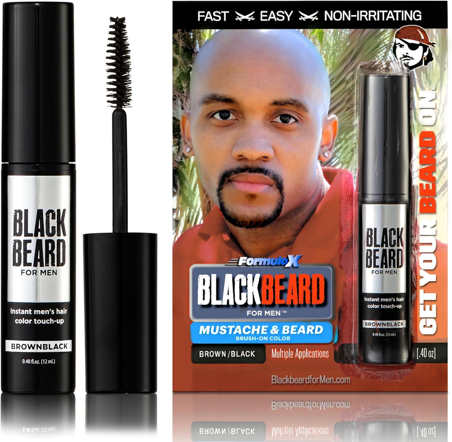 Blackbeard for Men Formula X - Instant Brush-on Beard & Mustache Color - 1-pack (Brownblack) by Blackbeard for Men
