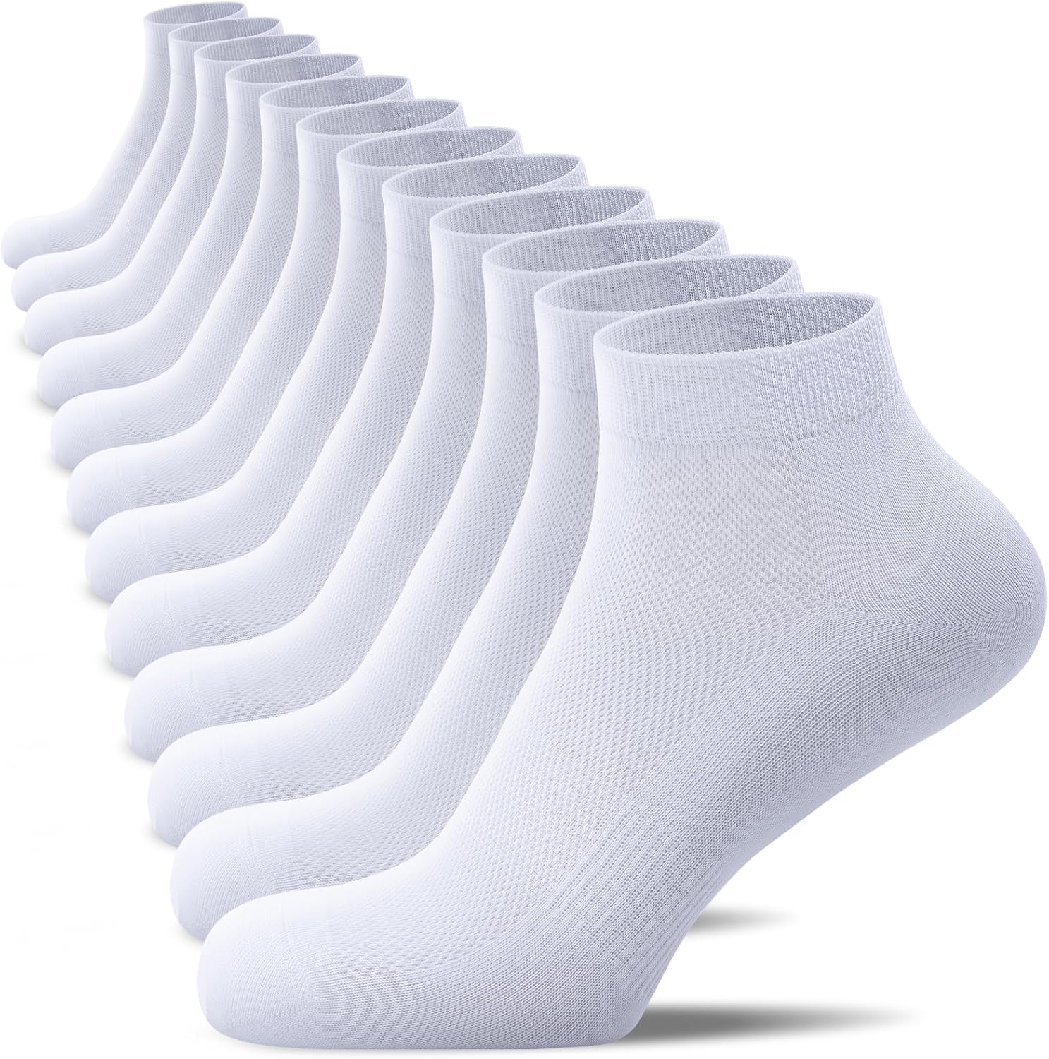 TIBISI Mens Socks Sports Trainer Running Socks (pack of 6/10) Ankle Socks Athletic Cotton White Black Multicoloured More Breathable for Men Women