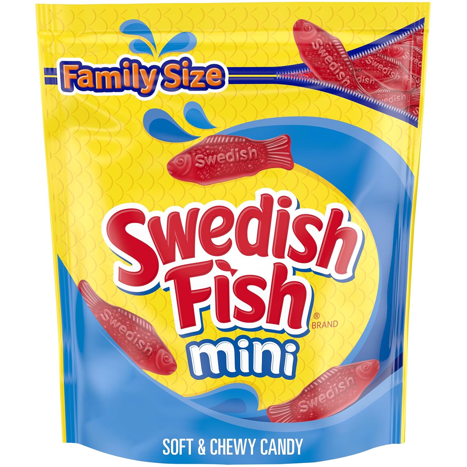 SWEDISH FISH Mini Soft & Chewy Candy, Bulk Candy, Family Size, 1.8 lb