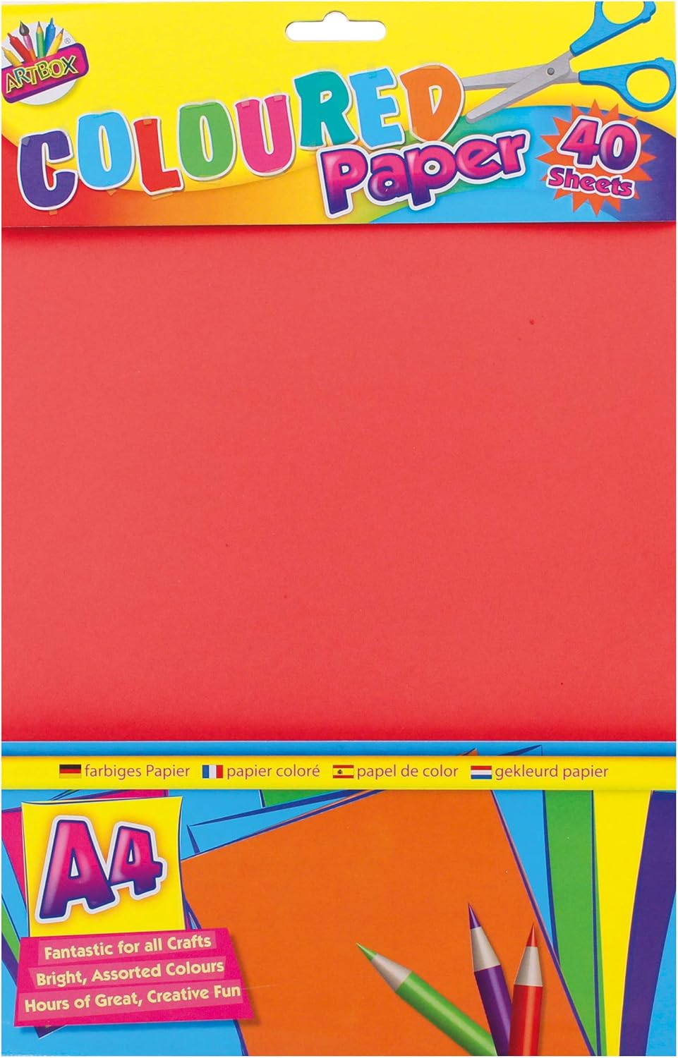 Art Box 40 Sheets A4 Coloured Paper, Assorted