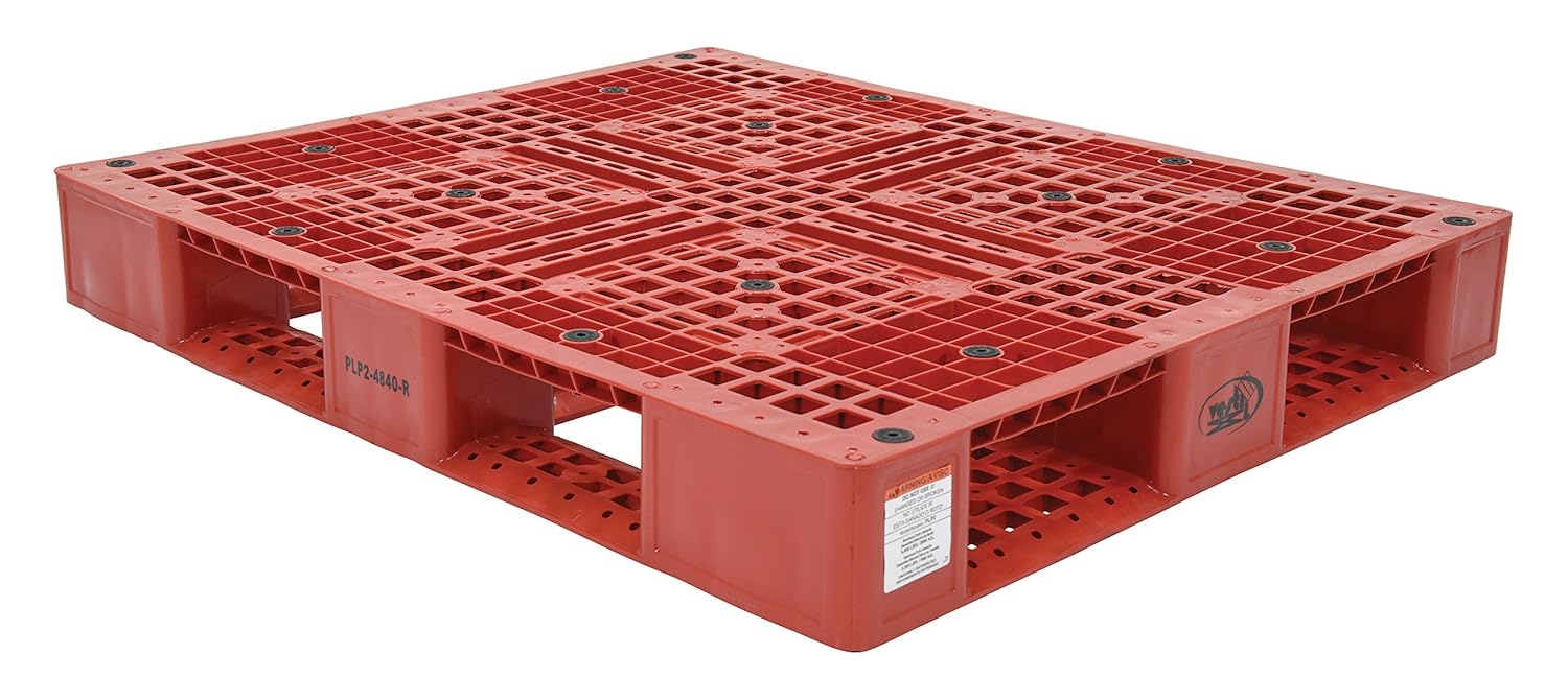 Vestil PLP2-4840-RED High Density Polyethylene Pallet 39-1/2 In. x 47-3/8 In. x 6 In. 8000 Lb. Capacity Red