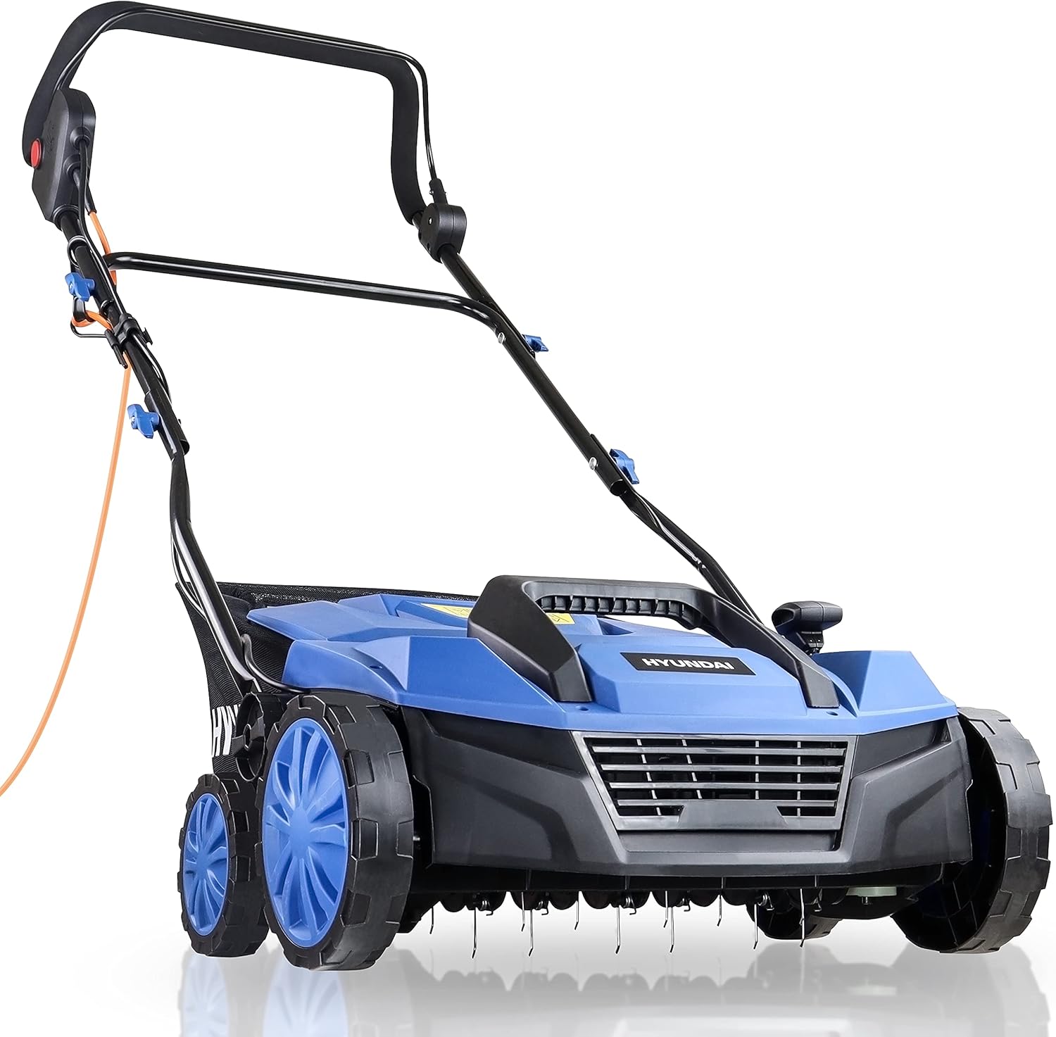 Hyundai 1800w Electric Lawn Scarifier/Aerator/Lawn Rake, 230v, 380mm Working Width, 5 Heights, 45l Grass Box & 10m Cable, Scarifier 3 Year Warranty