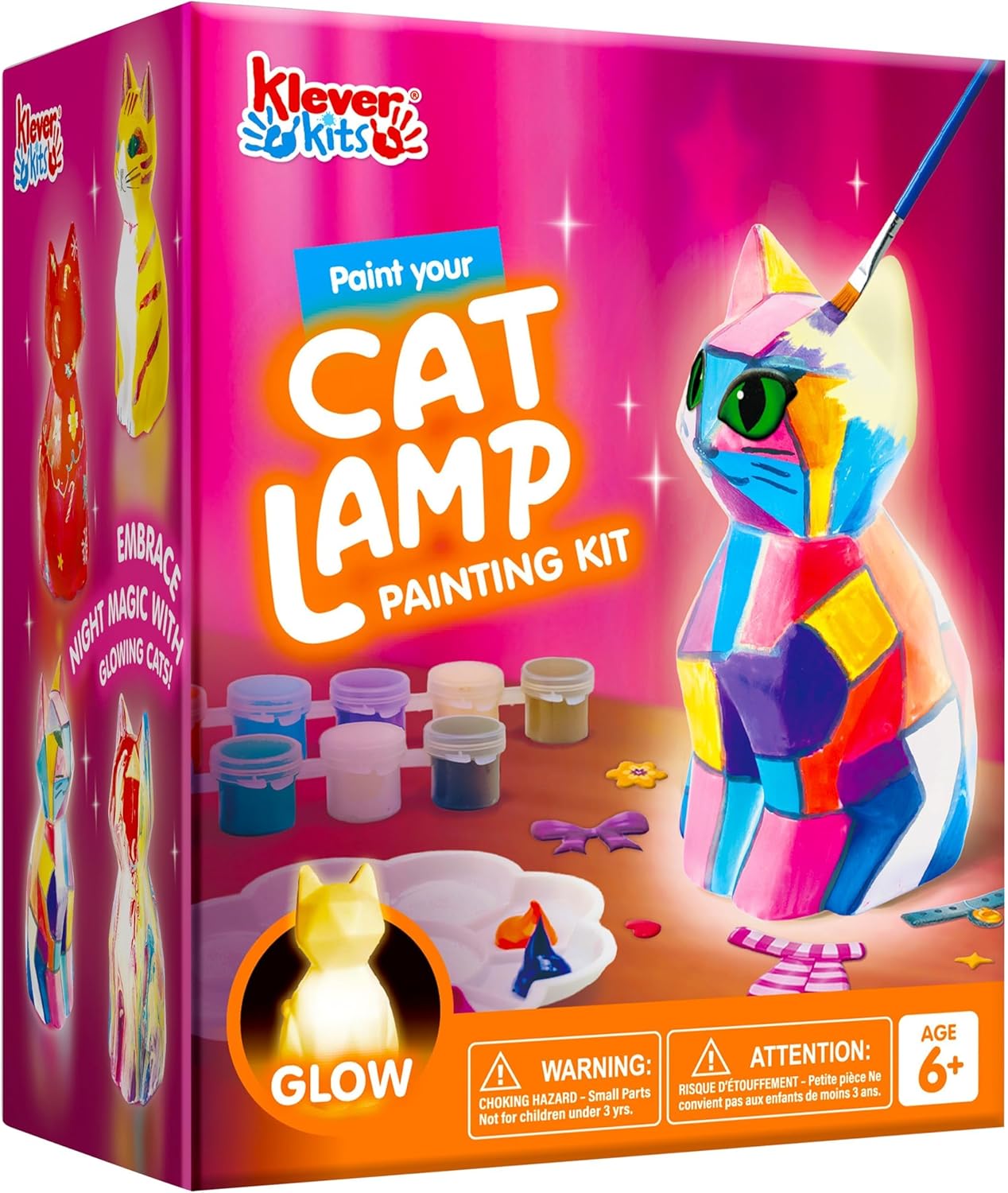 Klever Kits DIY Night Light- Paint Your Own Cat Lamp- Arts & Crafts Kit School Activities Art Supplies Toys Painting Kits, Birthday Gifts for Girls Boys Aged 6+