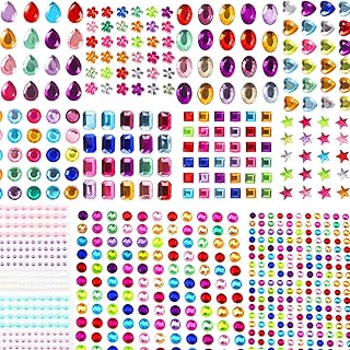 1782pcs Gems Stickers, Self Adhesive Gems for Crafts Bling Rhinestones for Crafts, Assorted Shapes Jewels Stickers for Kids, Stick on Gems, Muticolor