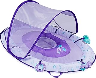 Swimways Ultra Baby Spring Float, Premium Inflatable Baby Pool Float with Sun Canopy, Fast Inflation & Carry Bag (9-24 Months), Mermaid Toys for Kids