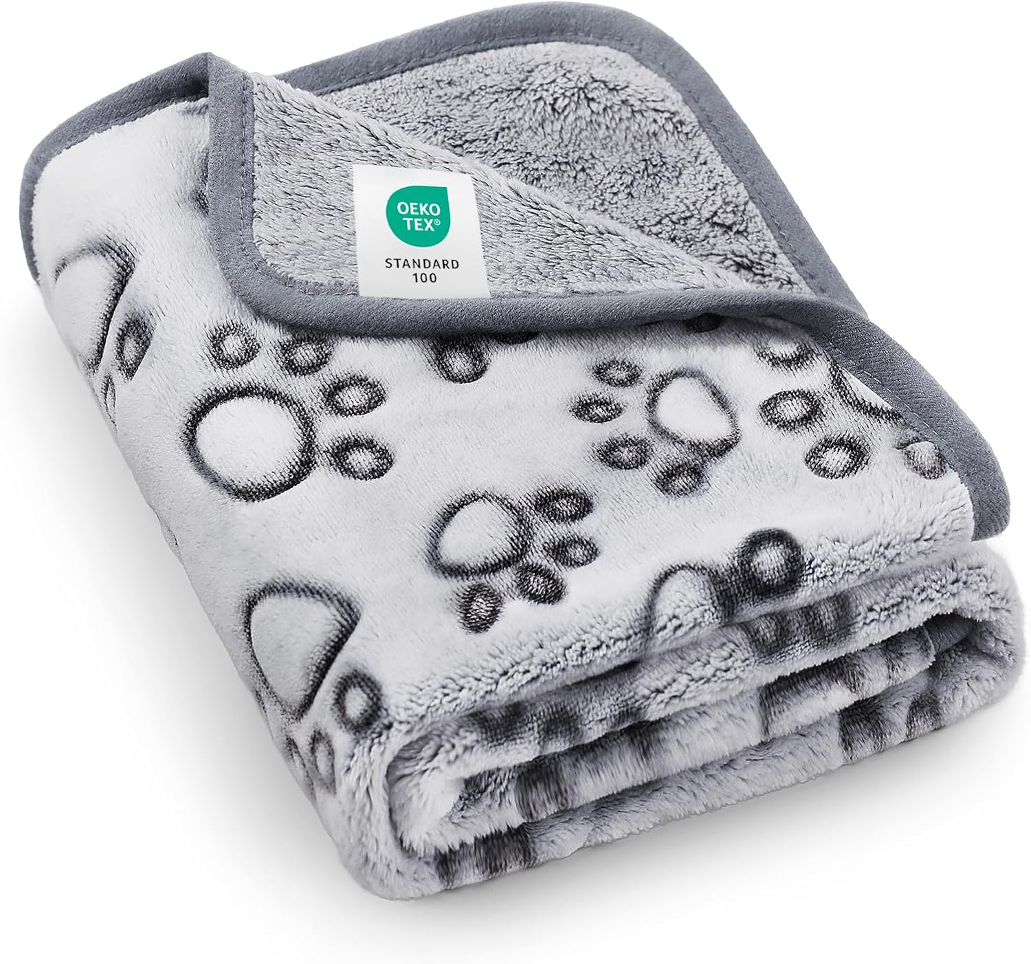 Luciphia Premium Soft Dog Blanket for Small Medium Large Dogs Washable 300GSM Fluffy Warm Fleece Puppy Cat Paw Print Pet Flannel Grey Paw L(41"x31")