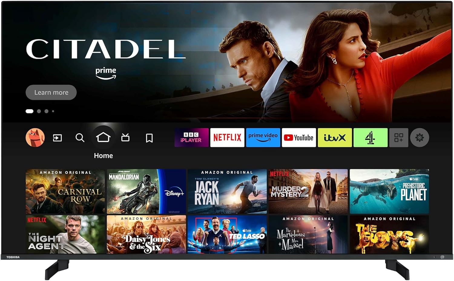 Toshiba 65QF5D53DB QLED 4K Smart Fire TV, TRU Picture Engine, Ultra HD, HDR10, Freeview, Disney+, Prime, Netflix, Dolby Vision, Dolby Atmos, Sound by Onkyo, Alexa, HDMI 2.1, Bluetooth, Airplay- Black