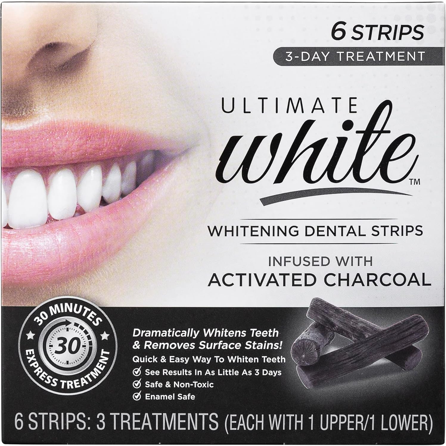 Teeth Whitening Strip Set with Activated Charcoal, Teeth Whitening Kit, Oral Care, Beauty & Personal Care, Self Care Kit, Teeth Stain Remover, Teeth Whitener, 6 Pieces