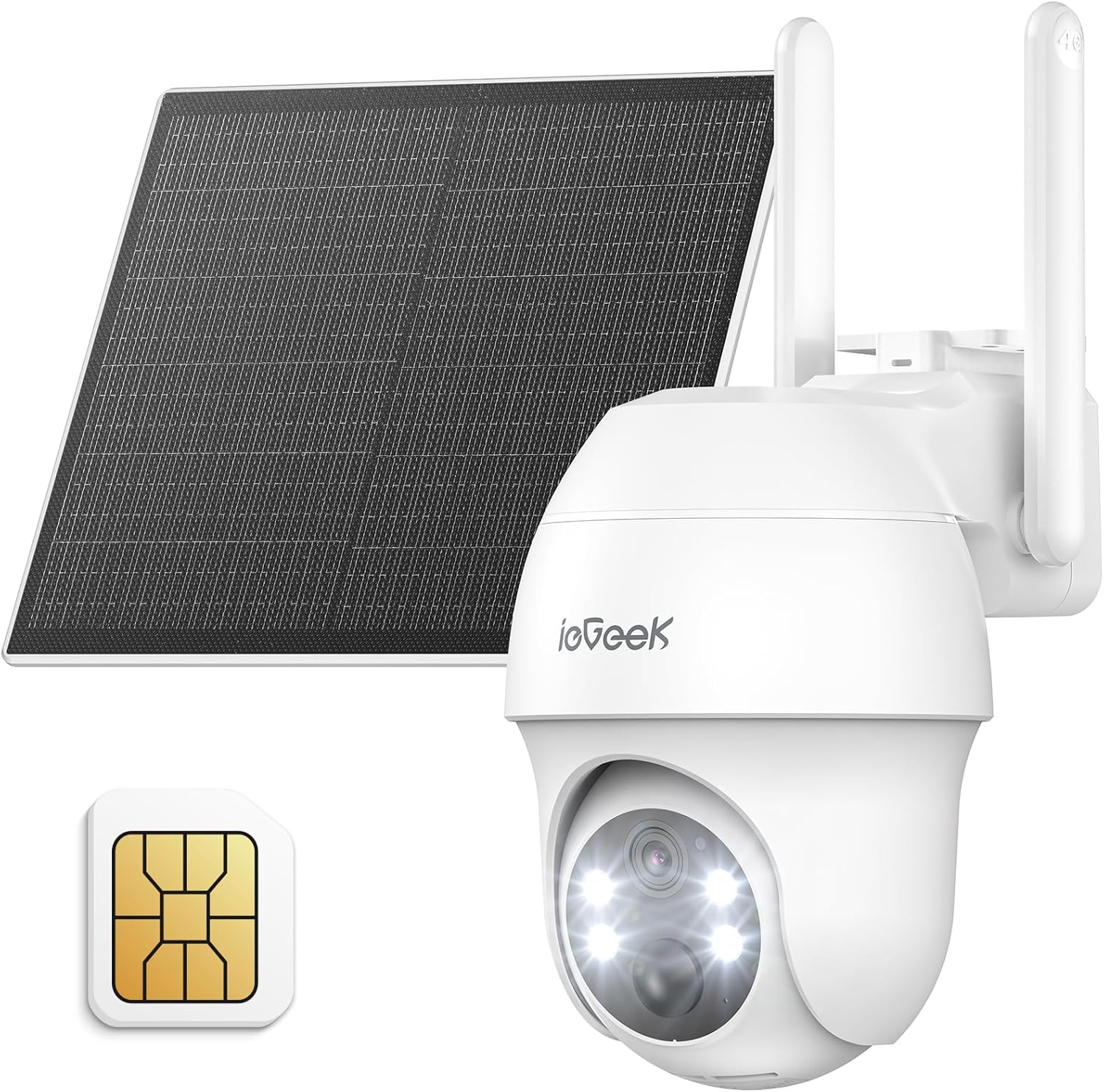ieGeek 4G LTE Cellular Solar Security Camera Outdoor Wireless with SIM Card, No WiFi 2K Battery CCTV Camera Systems, Unlimited Data Plan, Color Night Vision, Motion Detection, Two-way