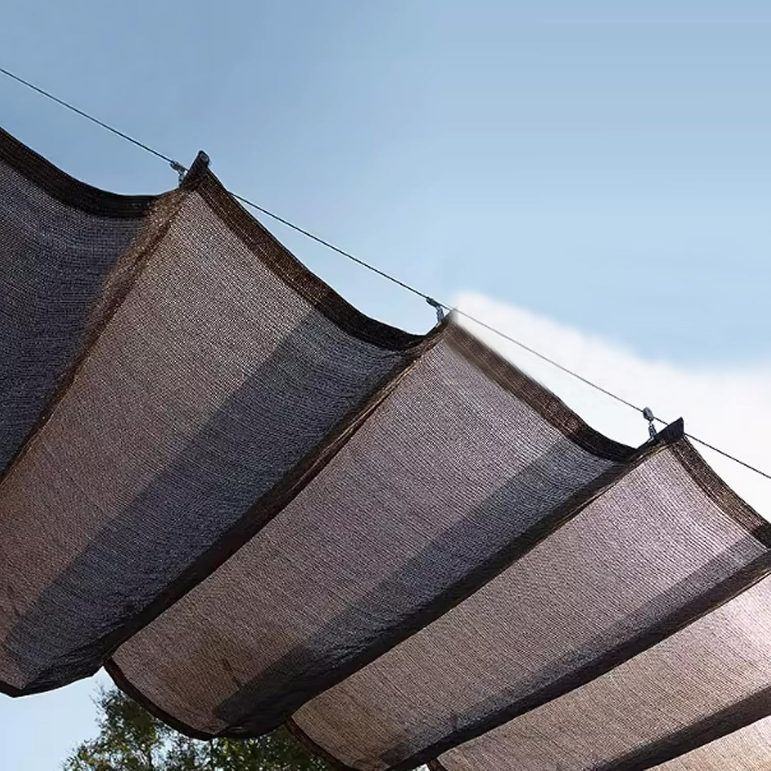 KDDEON Brown Retractable Wave Sun Shade Sail,90% Anti-UV Wave Shade Sails,Garden Sunscreen Awning Canopy,Telescopic U Shape Wave Sun Shade Canopy,Breathable Shade Netting (1.2x8m/3.9x26ft)