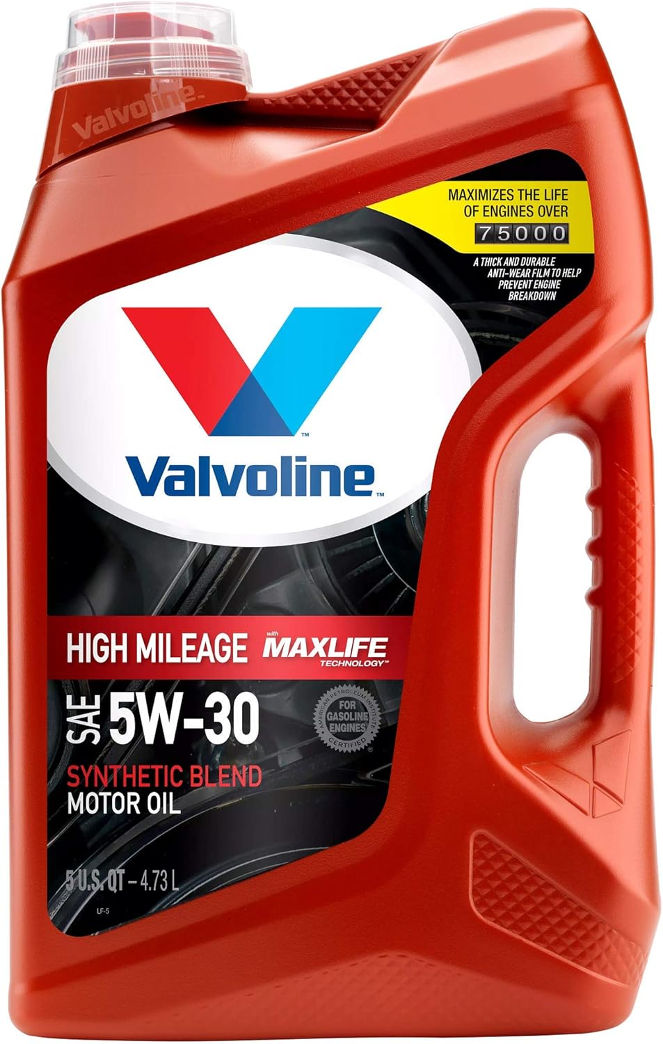 Valvoline High Mileage with MaxLife Technology SAE 5W-30 Synthetic Blend Motor Oil 5 QT
