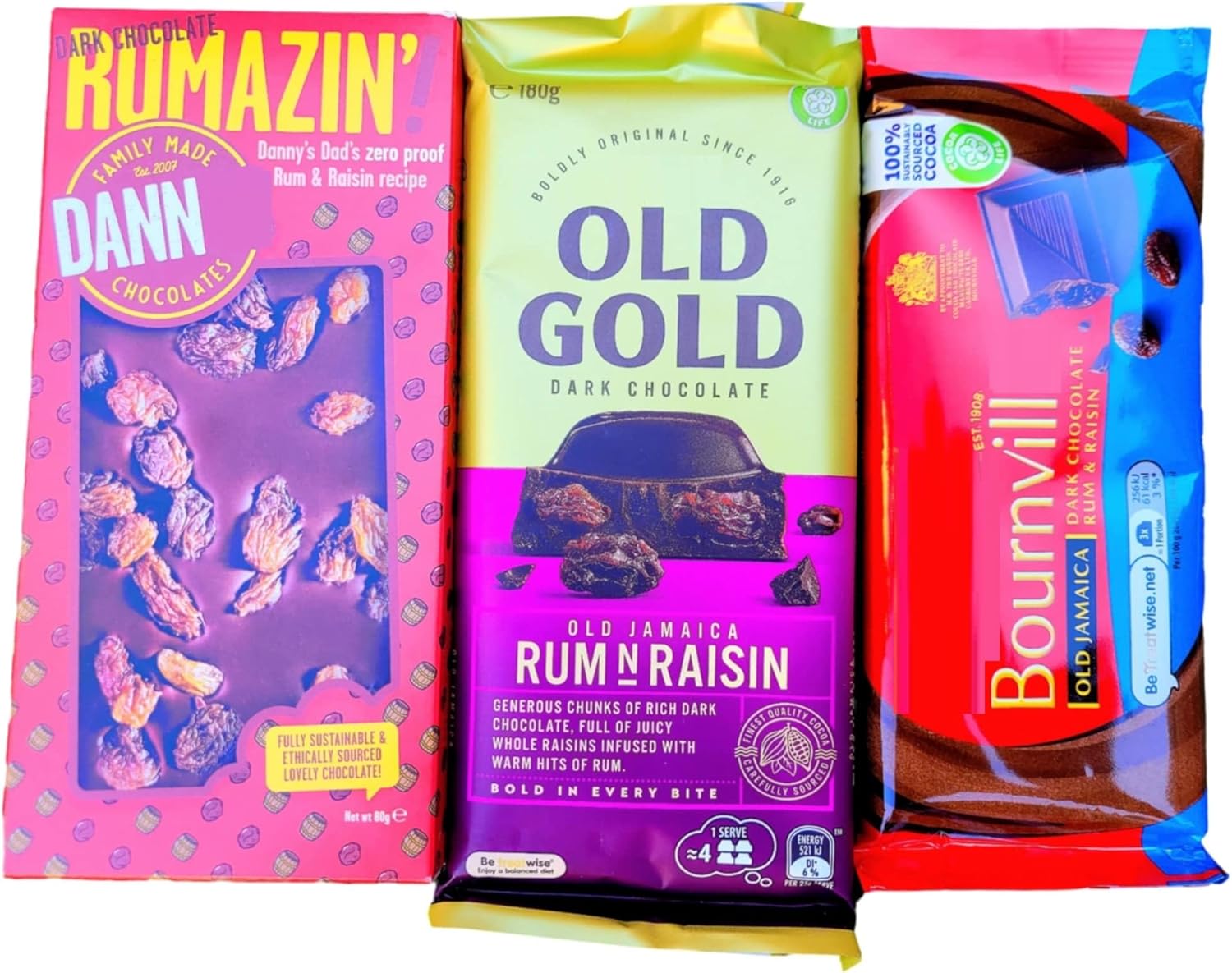 Jamaica Rum and Raisin Chocolate Selection | Gift Box | Mini Hamper | Jamaican | Retro 70's 80's Chocolate Bars | By Intergalactic Sweets