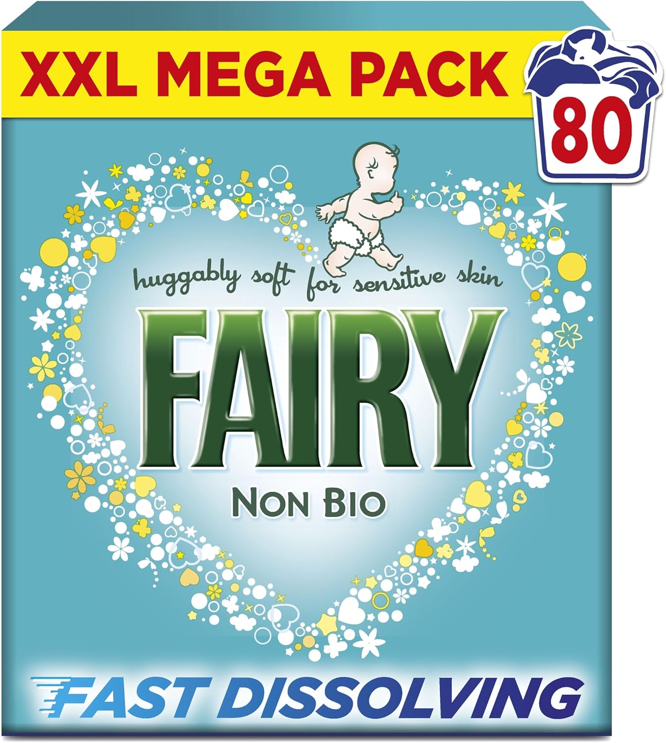 Fairy Non Bio Washing Powder 4.4kg, 80 Washes, for Sensitive Skin, with Anti-residue Technology - Packaging May Vary