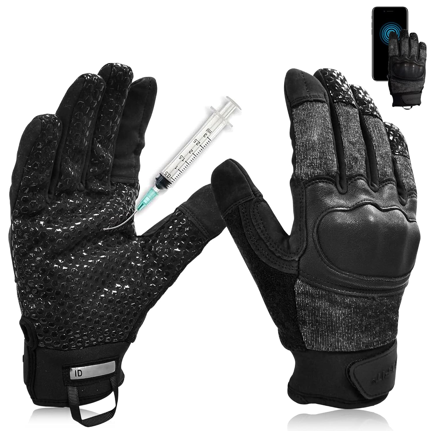 Level 5 Needle Resistant Gloves, Needle Puncture, Cut Resistant ANSI A9 Anti-Cut/Slash, Touchscreen (M, One Pair)