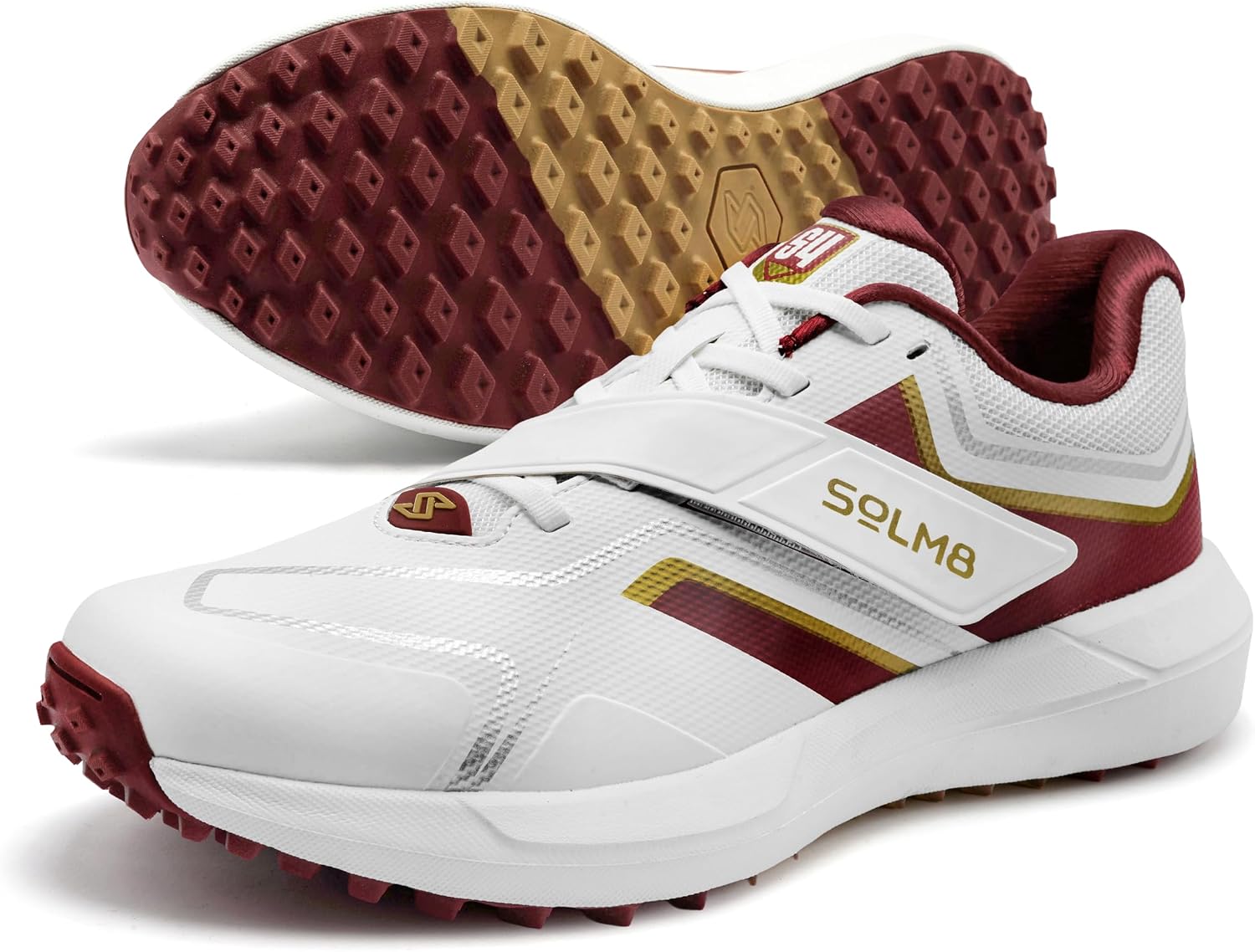 SOLM8 S4 Cricket Shoes for Men & Women - FlexSkin Seamless Upper, Diagonal Strap, Wider Toe Box with Advanced Cushioning for Turf & Field Sports