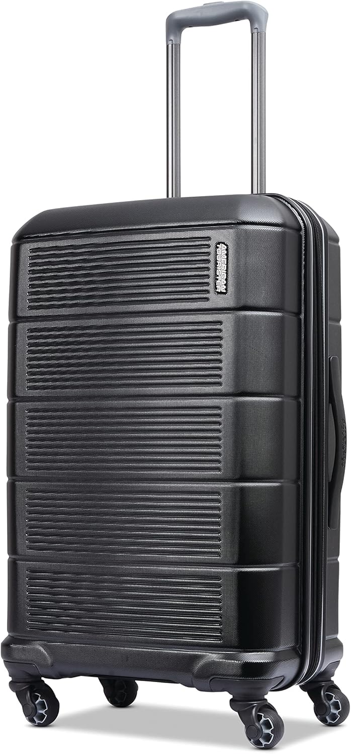 American Tourister Stratum 2.0 Expandable Hardside Luggage with Spinner Wheels, 24" SPINNER, Jet Black