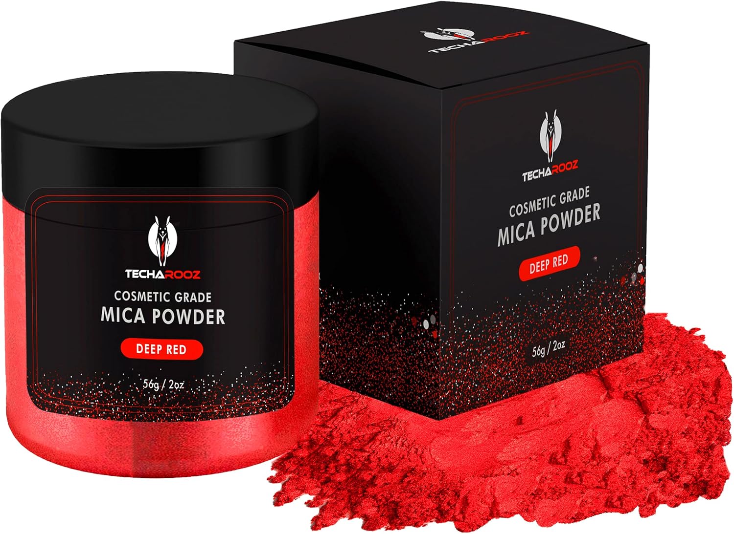 Deep Red Mica Powder for Epoxy Resin 56g / 2oz. Jar - TECHAROOZ 2 Tone Resin Dye Color Pigment Powder for Lip Gloss, Nails, Colorant for Slime Bath Bombs Soap Making Flag Red