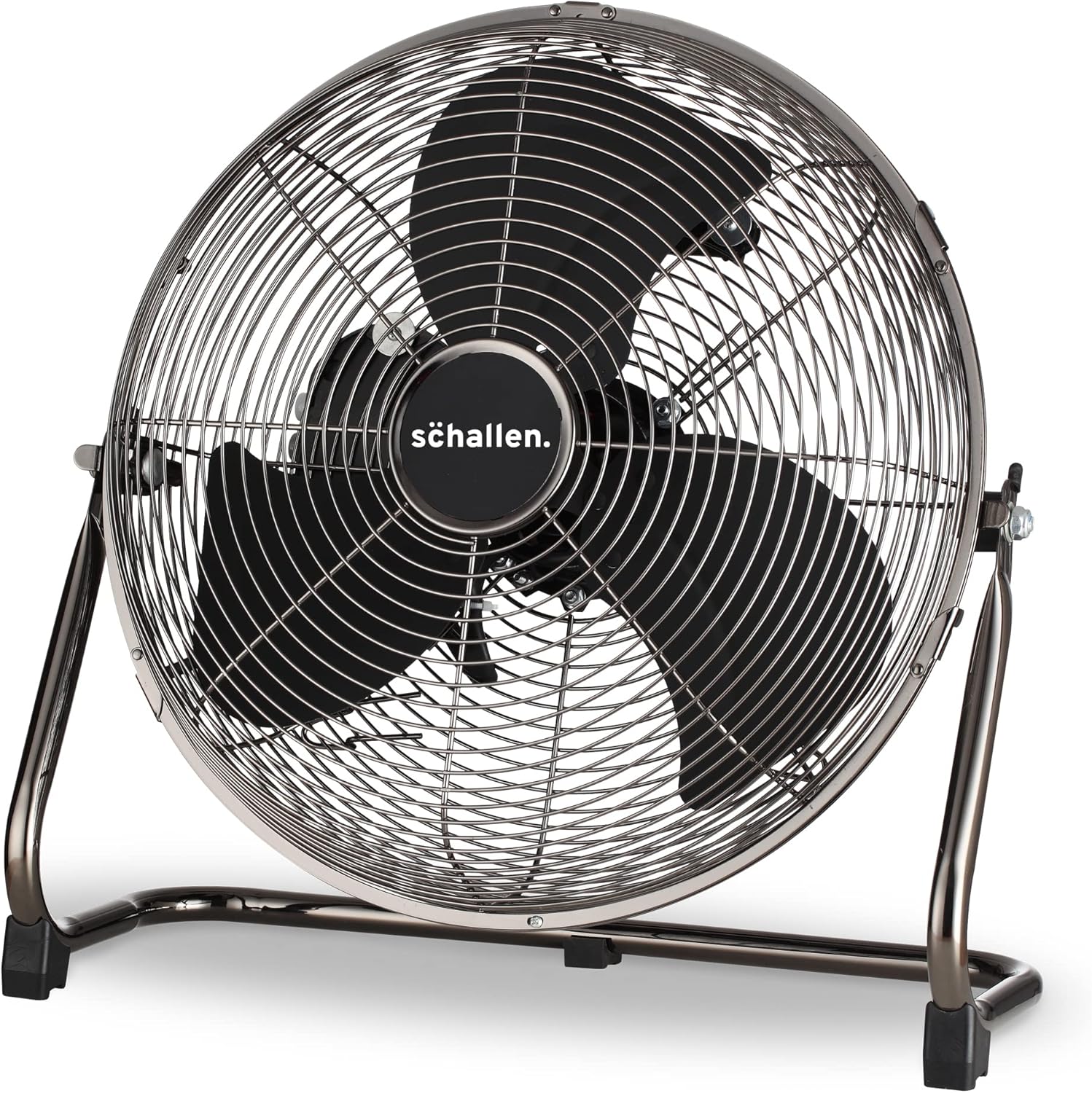 Schallen Gunmetal Grey Black Metal High Velocity Cold Air Circulator Adjustable Floor Fan with 3 Speed Settings (14")
