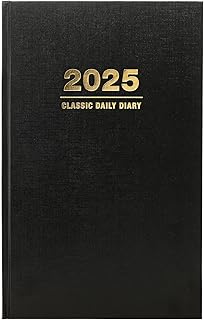 2025 Professional Hardcover Daily Diary Journal and Planner, 8"x12.5" (Black)
