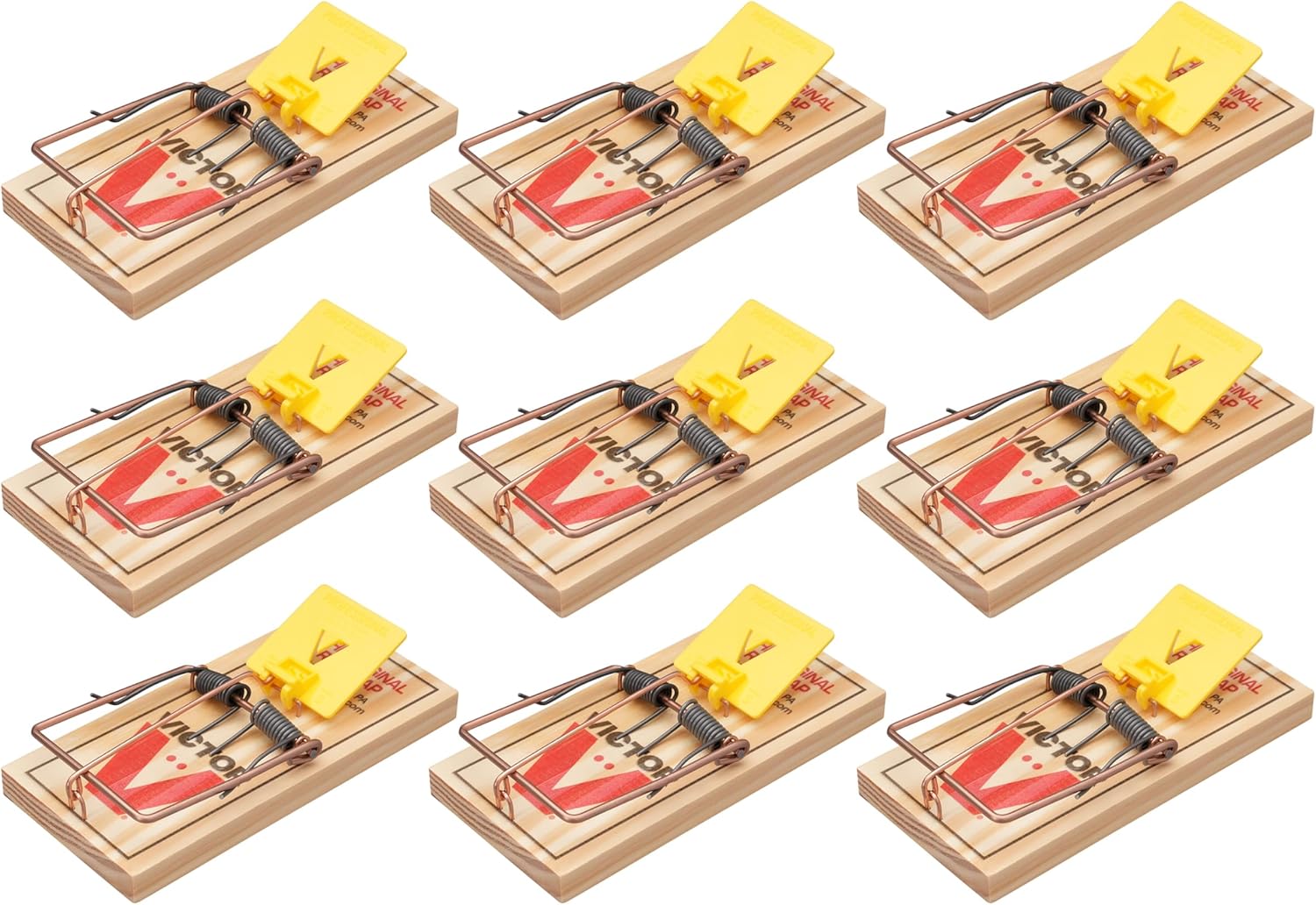 Victor M205-9 Easy Set Plastic Pedal Sustainably Sourced FSC Wood Humane Snap Rat Trap - 9 Wooden Traps