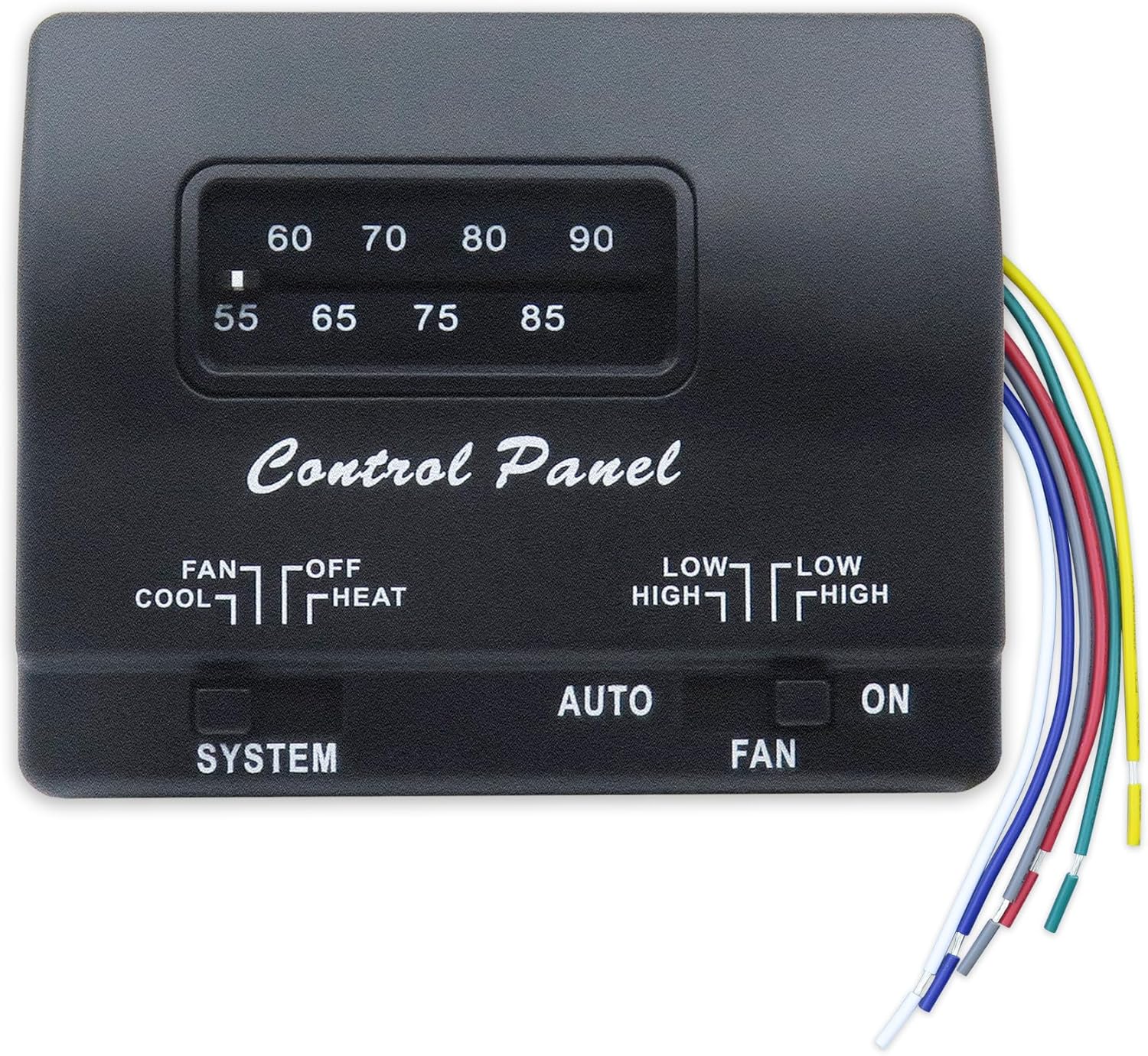 7330F3852 RV Air Conditioner Thermostat, Black, Single Stage Heating/Cooling Control, Compatible with Coleman Mach Series