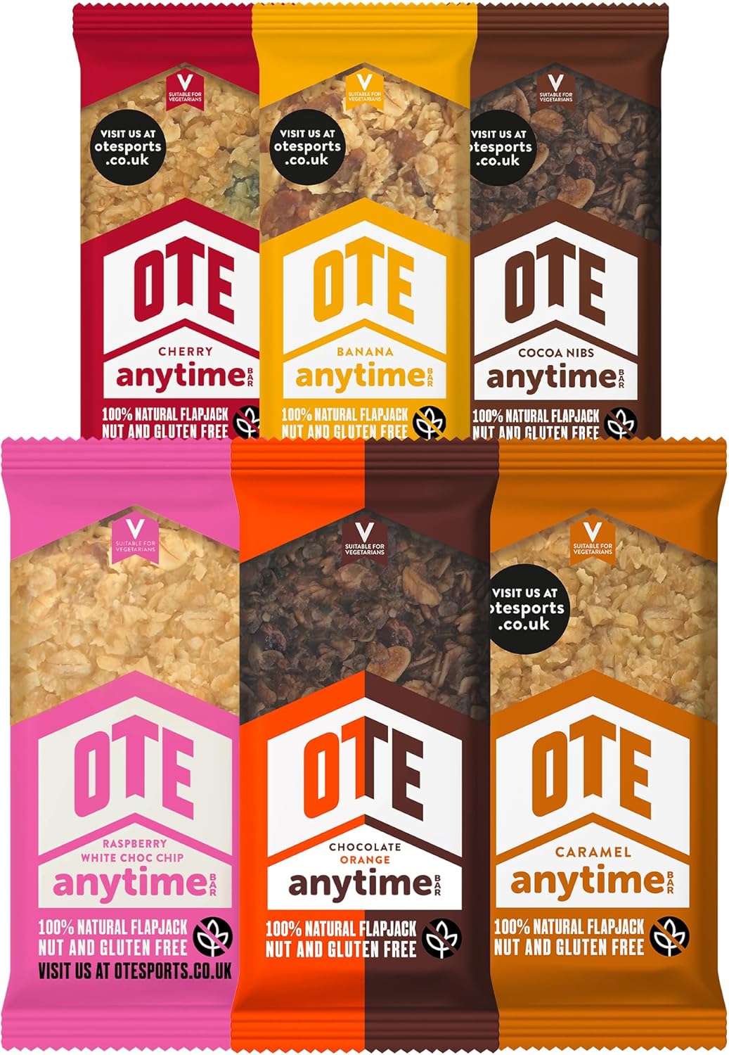 OTE Anytime Bars - Energy Bars for Cycling - Cycling Nutrition Bars - Nut Free Snacks for Running - Endurance Flapjack Bars - Box of 16 x 62g