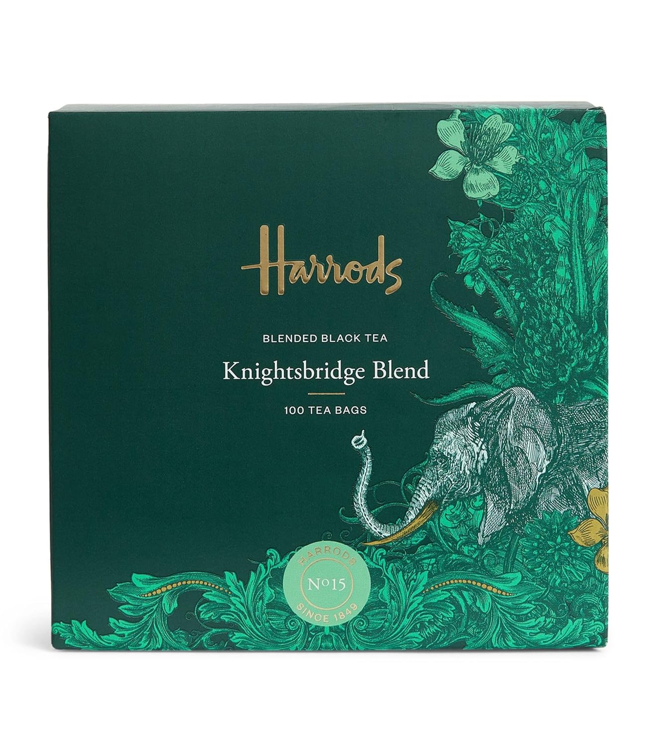 Harrods of London England No.15 Knightsbridge Strong Breakfast Tea, 100 Tea Bags