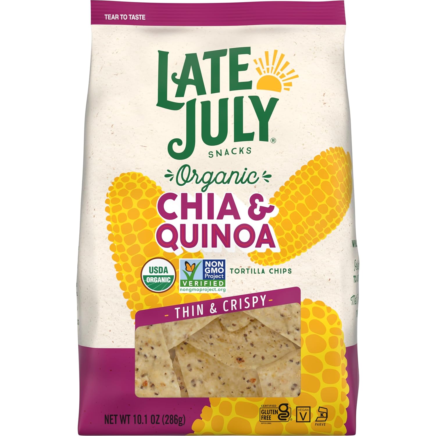 Late July Chia & Quinoa Organic Tortilla Chips, 10.1 Oz Bag