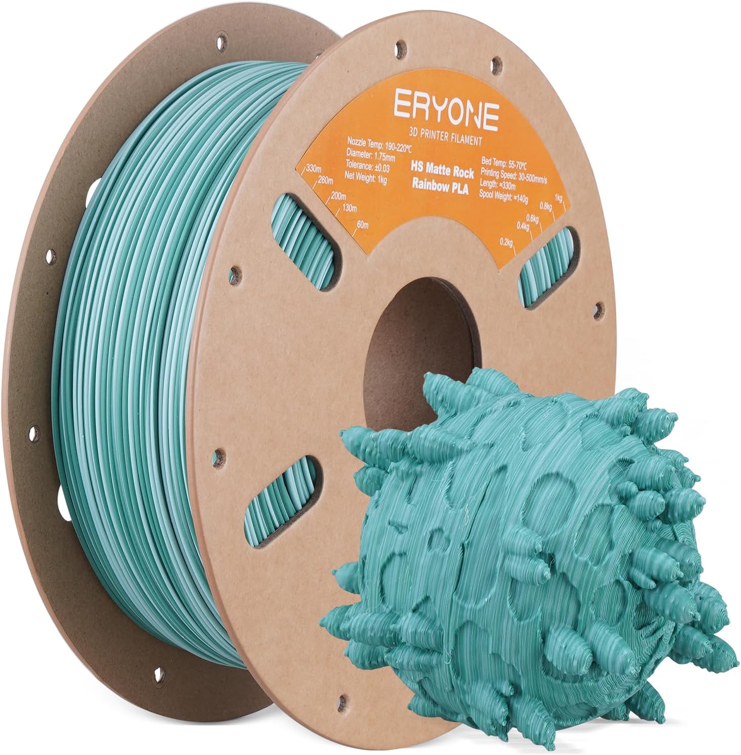 ERYONE High Speed Twist Multicolor Matte PLA Filament 1.75mm +/- 0.03mm, Marble PLA Filament, 1kg(2.2LBS)/Spool, Fast Color Change Matte Rainbow PLA, Frosted Mint