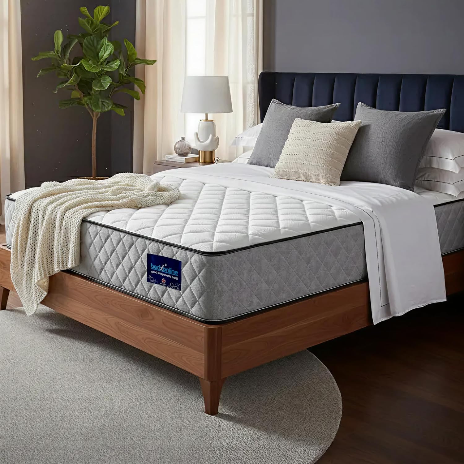 BEDZONLINE Hybrid Memory Foam & Spring Mattress - 3ft Single (190 x 90 x 20 cm) | Thick Medium Firmness & Open Coil Sleep Support | Orthopaedic & Pressure Relief | UK Made & Hypoallergenic