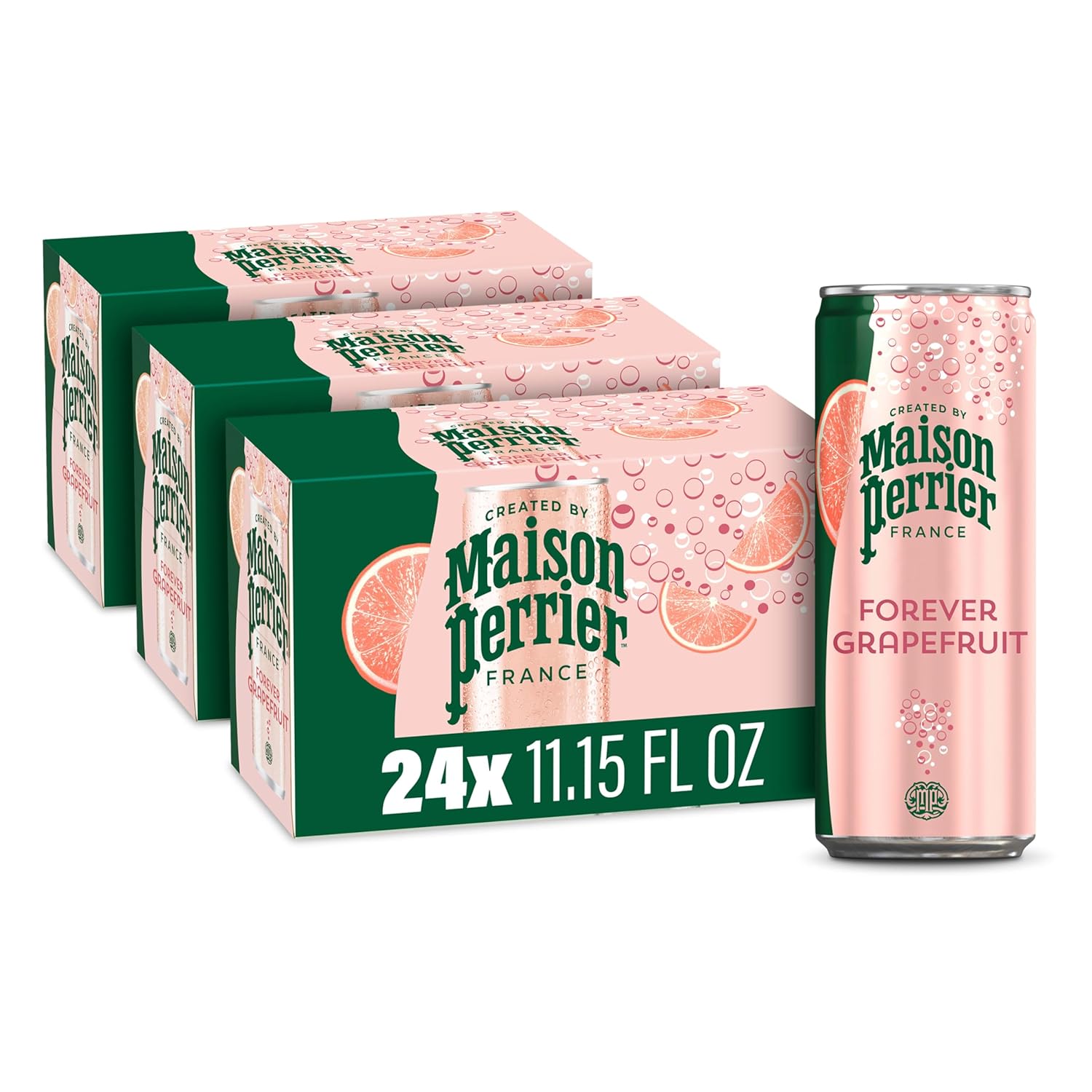 Maison Perrier Forever Grapefruit Flavored Sparkling Water, 11.15 Fl Oz Cans, 8 Count, 3 Pack