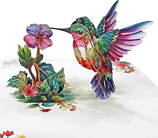 CUTPOPUP Hummingbird Birthday Card Pop Up, Mothers Day, 3D Popup Greeting Card (Hummingbird Purple Flower)