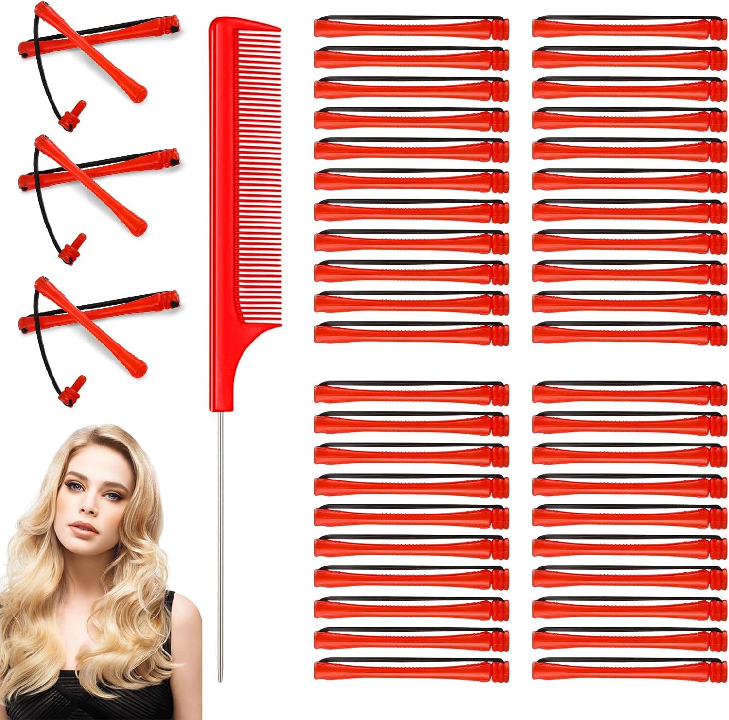 48 Pieces Perm Rods For Short Hair Perm Rods Hair Curling Rollers, Perm Rollers Short Cold Wave Rods, Non-Slip Perming Kit With Comb, Hair Rollers For Women Men Long Short Hair Styling Tool