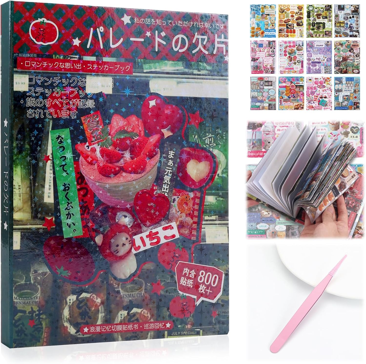 Tmtains 45 Sheets Japanese Manga Style Sticker Book 800+Pcs Heisei Retro Romantic Memory Series Manga Books Style Korean Sticker Aesthetic Japanese Stickers Book for Adults Valentine Gifts (Memory)