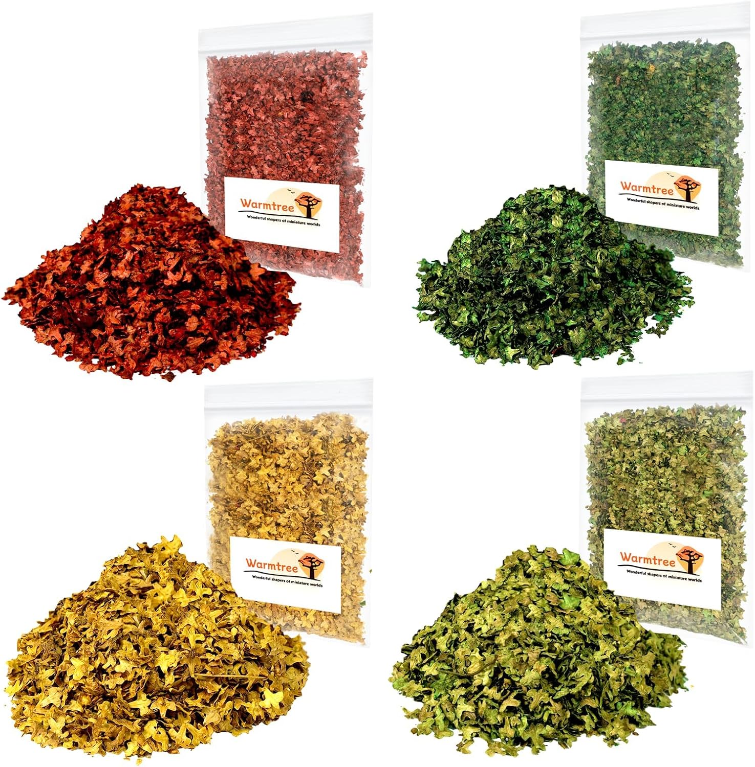 Warmtree 4 Pack Miniature Leave Realistic Miniature Leaves Simulation Leaves for DIY Model Railway Fairy Garden Diorama Supplies Halloween Village Accessories