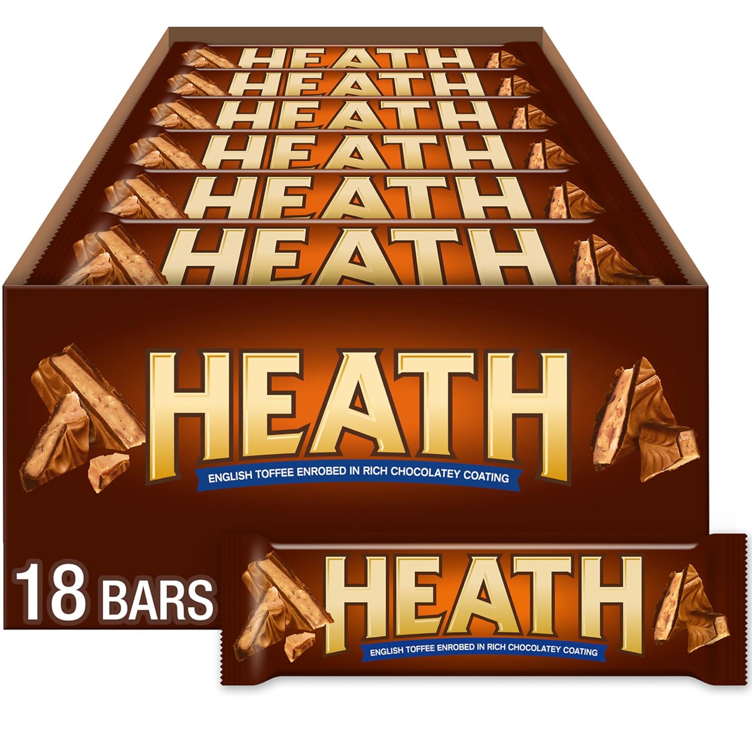 HEATH Chocolatey English Toffee Candy Bars, 1.4 oz, 18 ct