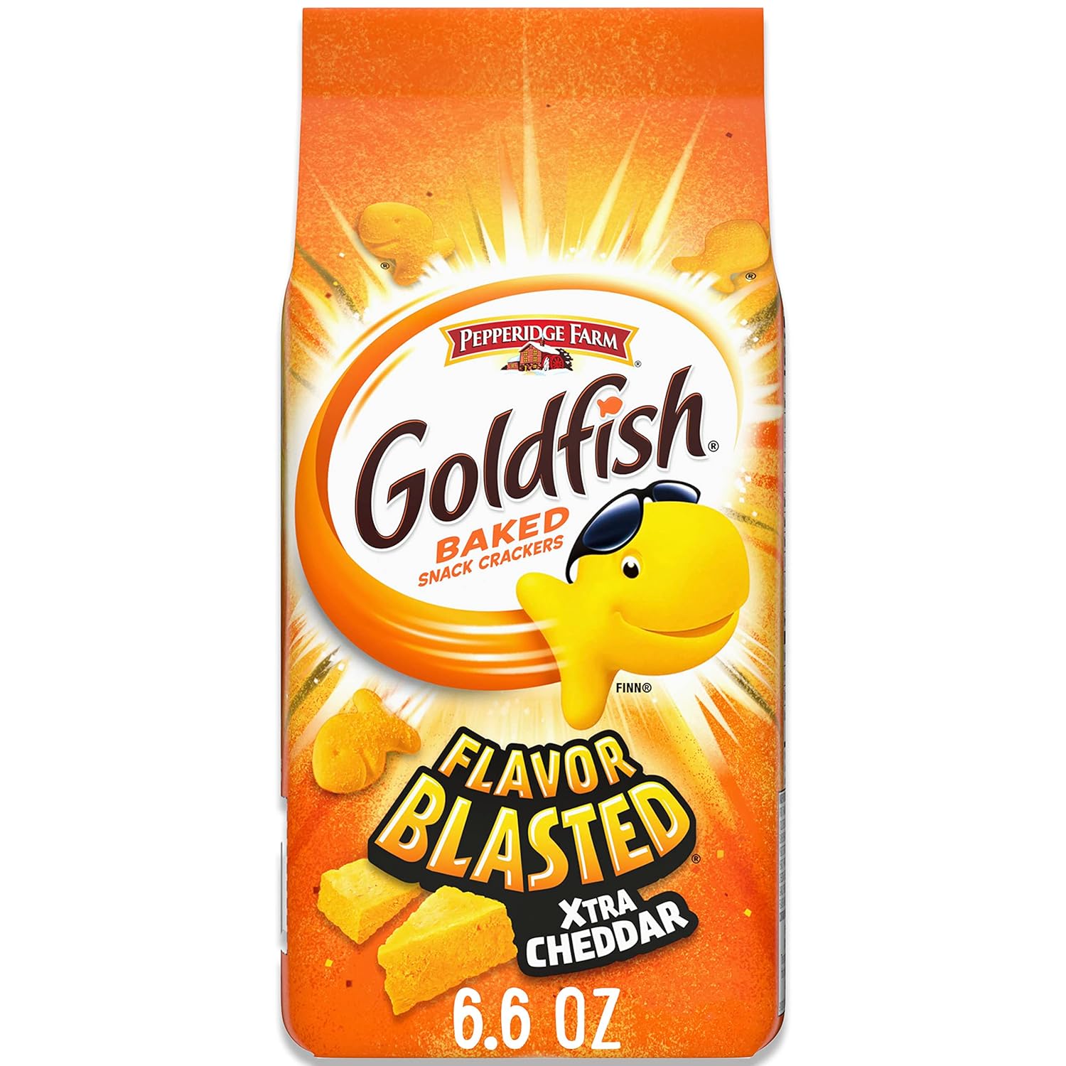 Goldfish Flavor Blasted Xtra Cheddar Cheese Crackers, Baked Snack Crackers, 6.6 oz Bag