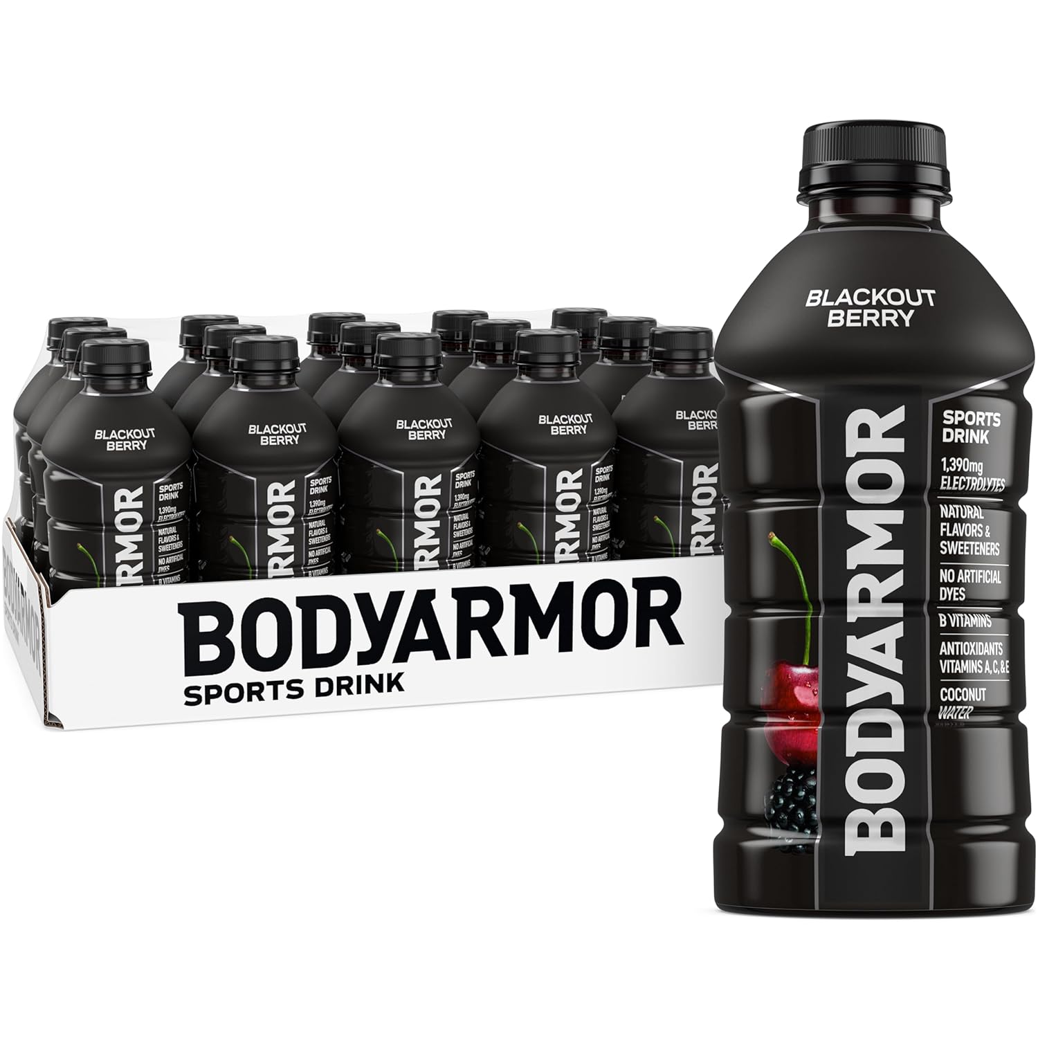 BODYARMOR Sports Drink Sports Beverage, Blackout Berry, Coconut Water Hydration, Natural Flavors With Vitamins, Potassium-Packed Electrolytes, Perfect For Athletes, 28 Fl Oz (Pack of 15)