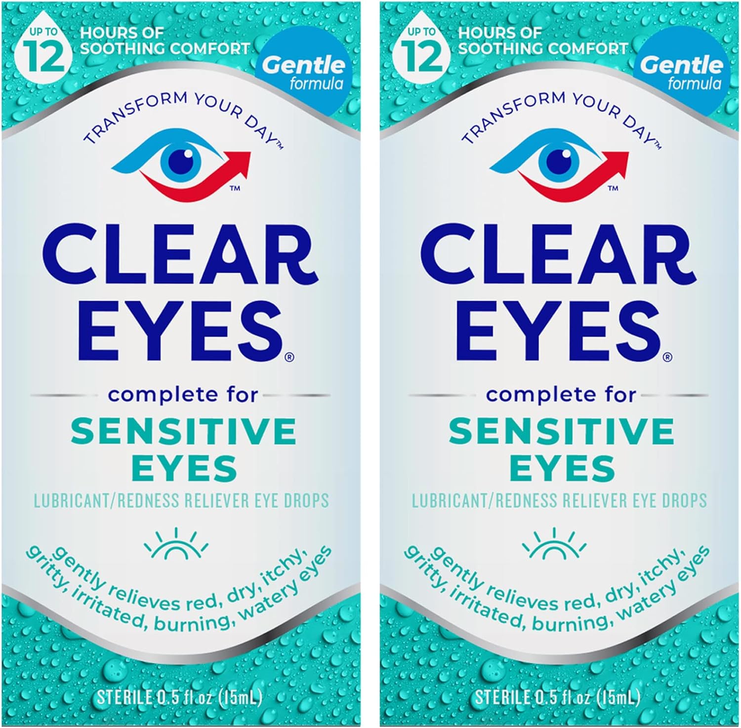 Clear Eyes, Sensitive Eyes, Eye Drops, 0.5 Oz, 2 Pack