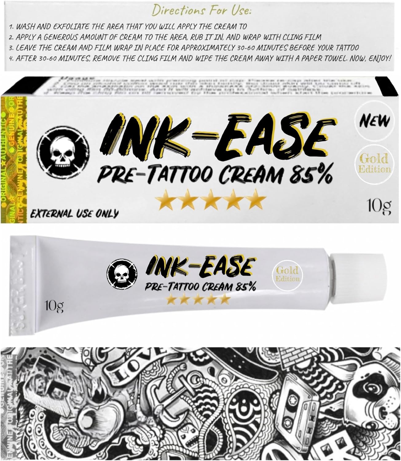 Ink-Ease | GOLD EDITION 85 | Premium/Proffesional Quality | Tattoo cream | tube x1