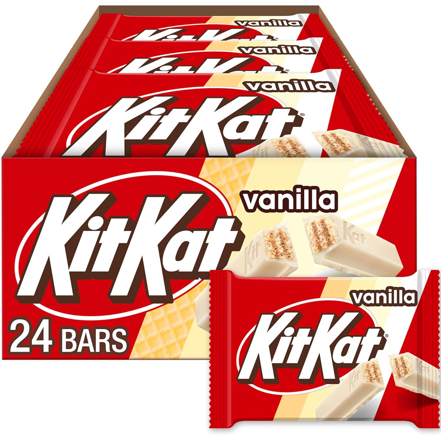 KIT KAT Vanilla Flavored Wafer Candy Bars, 1.5 oz (24 Count)