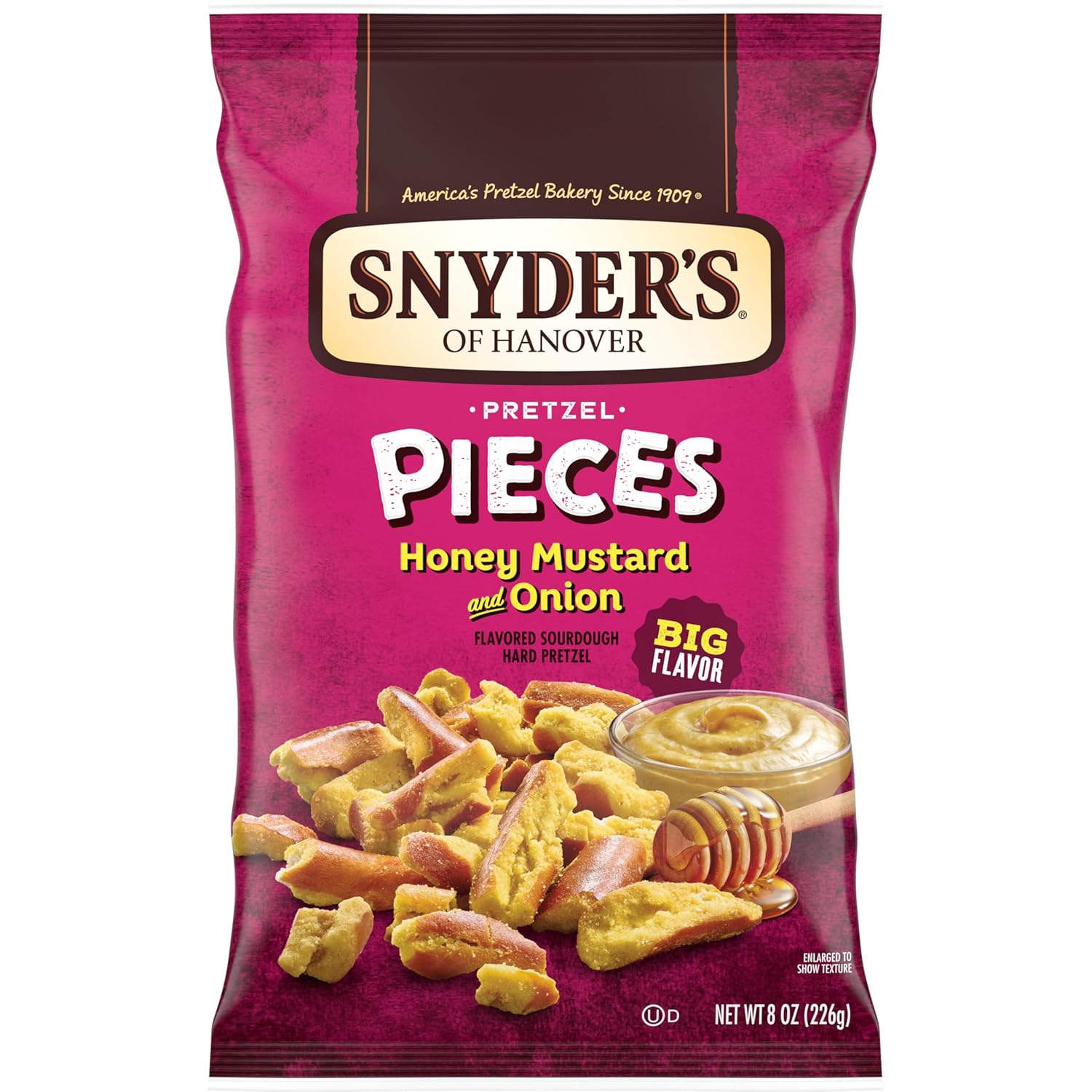 Snyder's of Hanover Pretzel Pieces, Honey Mustard and Onion, 8 oz (Pack of 6)