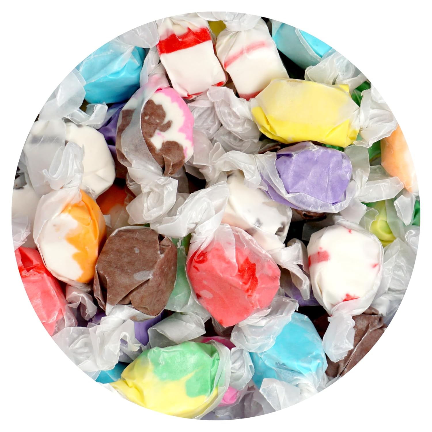 Salt Water Taffy Assorted Mix, 1 Pound Bulk Bag, 10 Assorted Flavors, Individually Wrapped Taffy Candy